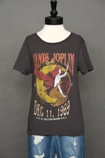 Remake Janis Joplin 1969 Tour Basic black Classic Style T shirt vtg NH21728