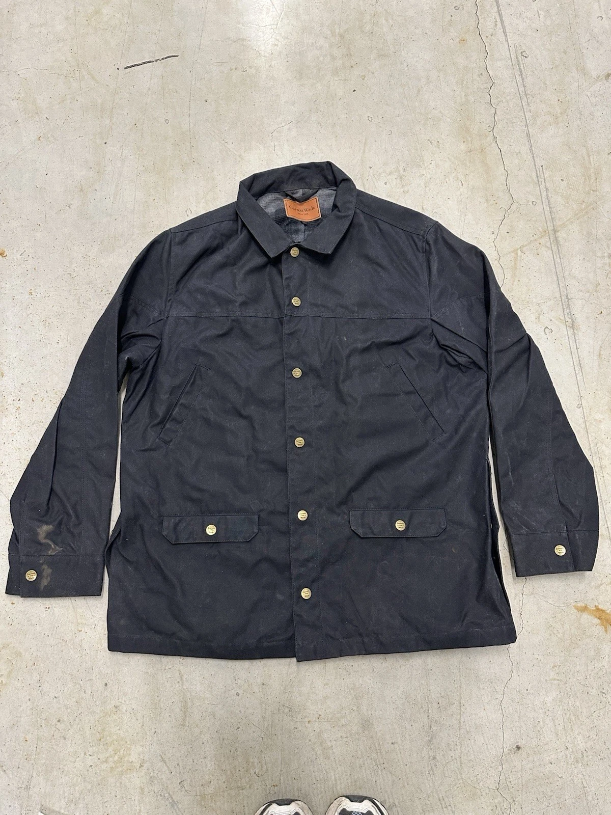 Garrett Wade Waxed Canvas Black Coat Pockets Size X-Large Made in USA EUC
Opens in a new window or t