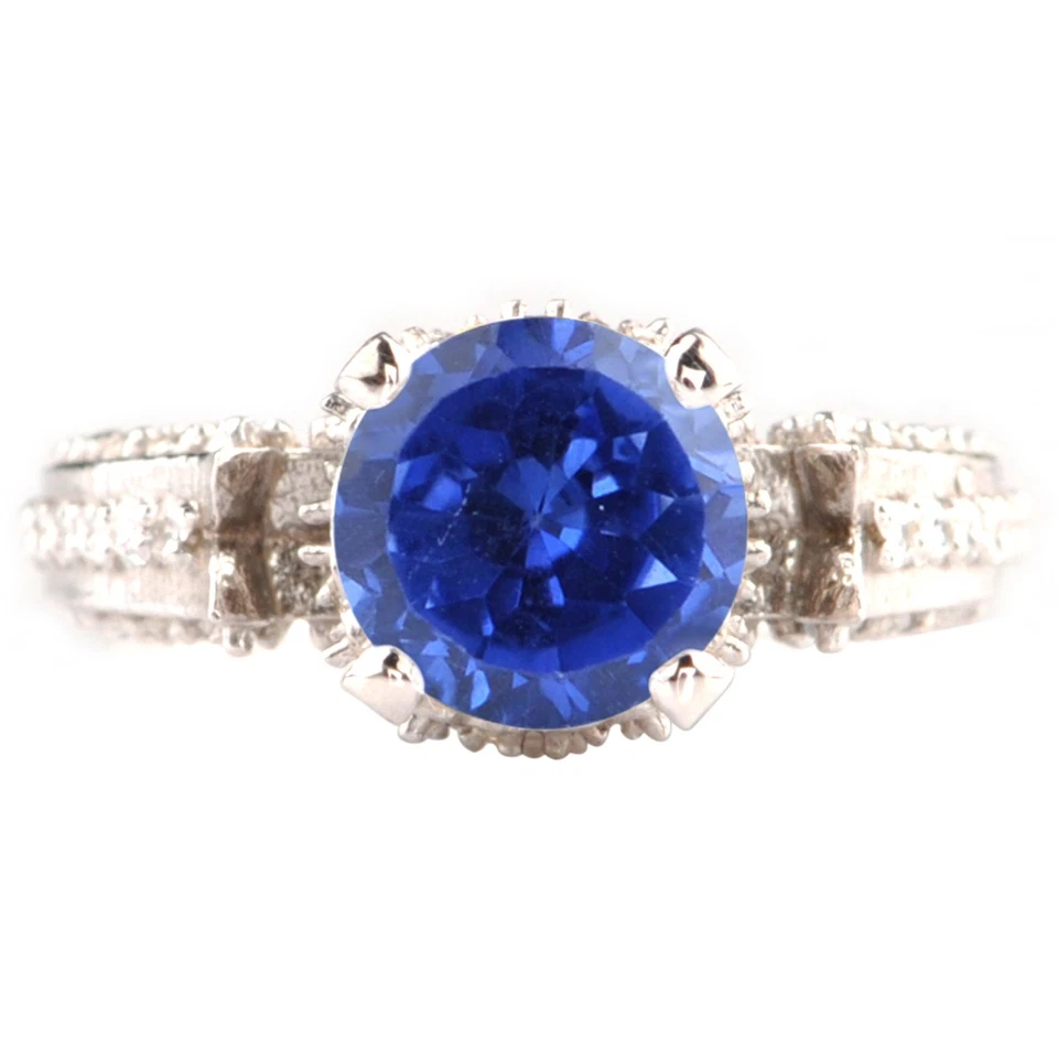 1.70Kts. Natürlich Blau Tansanit IGI Zertifiziert Diamant Ring Im 585er Weißgold - Bild 1 von 3
