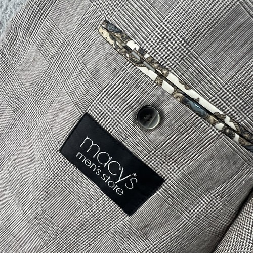 Lauren Ralph Lauren Blazer Suit Mens 44 R Gray Plaid Linen Slim Fit Pants 38X28 - Picture 12 of 21
