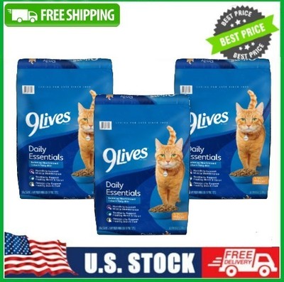 3 Bag 9Lives Daily Essentials Dry Cat Food w Chicken, Beef&Salmon,15.5 lb Bag