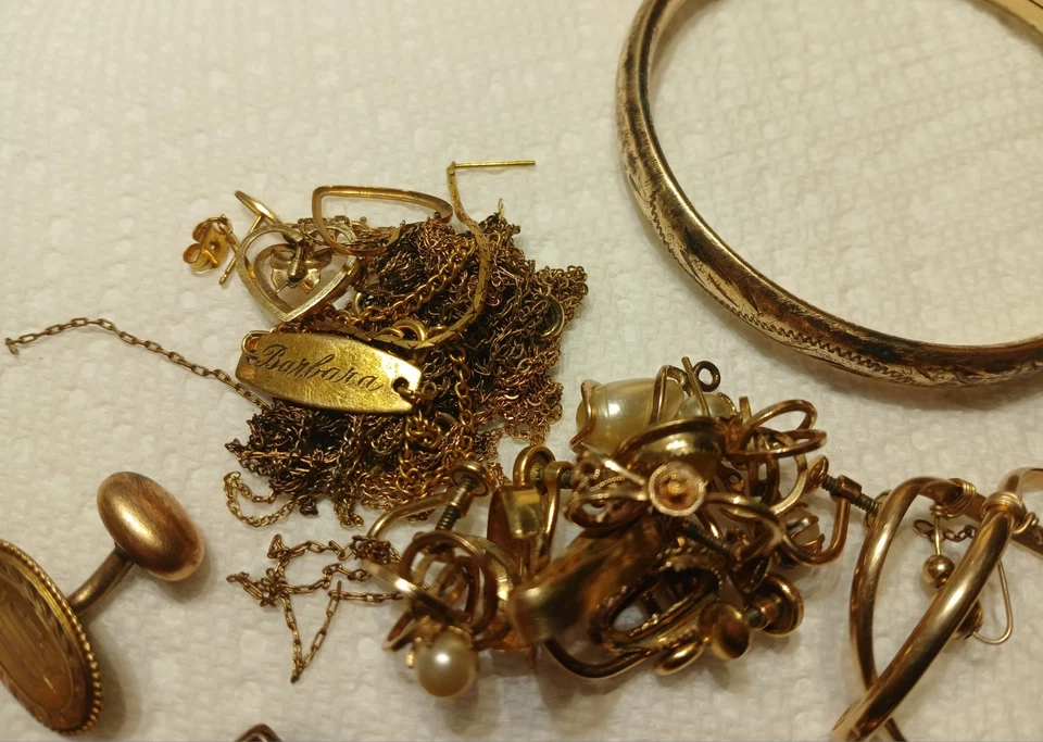 Lote de chatarra llena de oro 121,7 gramos 10k 12k 14k 1/10 1/20 Foto 2 de 4