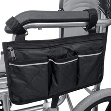 Wheelchair Side Bag, Waterproof Armrest Pouch Bag with 32.5 18 1cm, Black