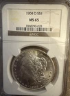 1904 - O  US Morgan Silver Dollar $1 - NGC- MS65 - Rim Toning