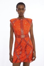 Karen Millen Bodycon Mini Dress UK10 in Orange RRP £259