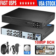 8 Channel H.265 1080P DVR with Hard Drive 1TB for Security Camera System CCTV US