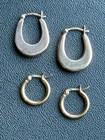 7.3 Grams GOLD Plated 925 Silver Jewelry Lot Hoop Earrings Wear Not Scrap — photo 2