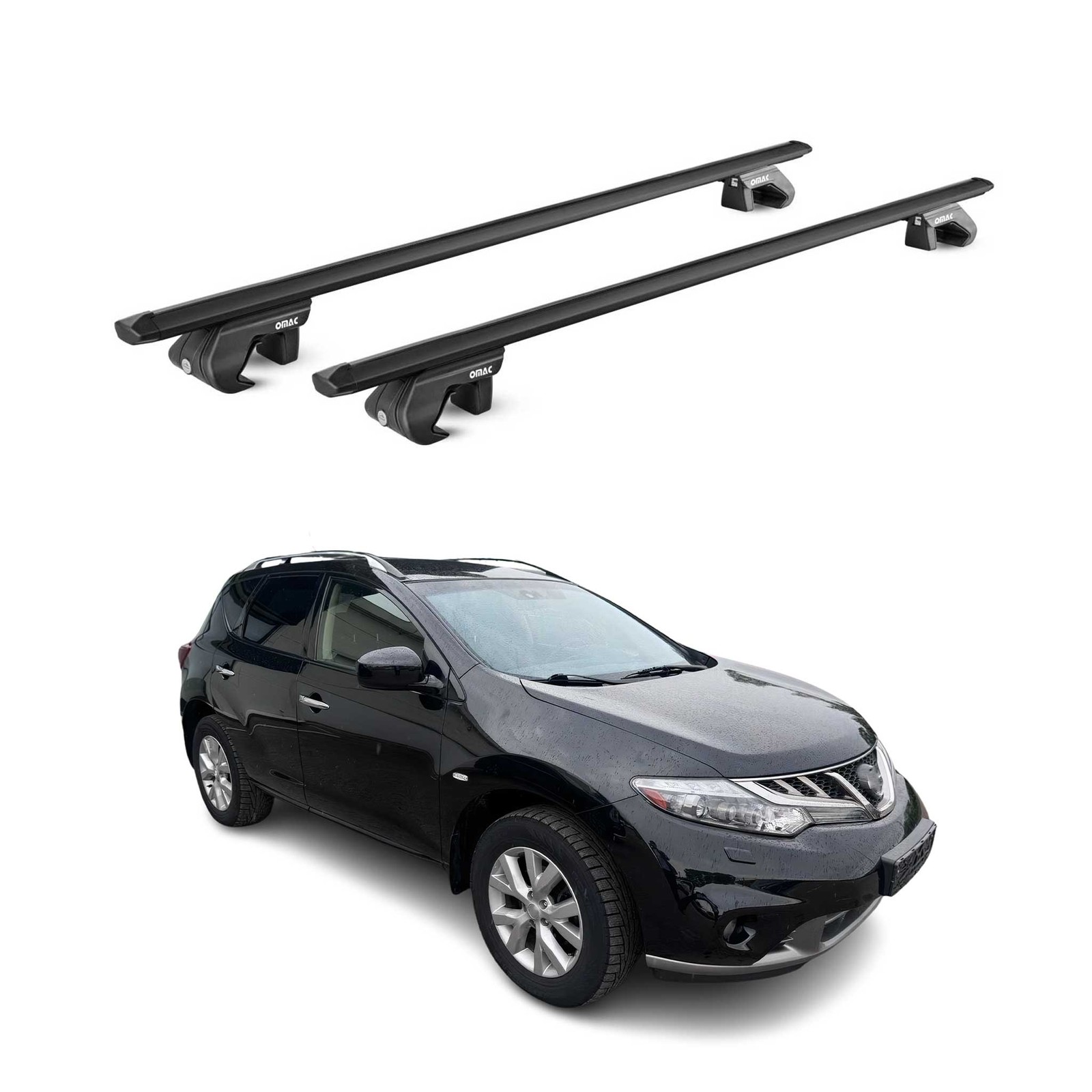 Barres de toit en aluminium noir aérodynamiques pour SUV Nissan Murano Z51