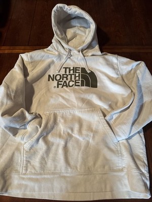 The North Face Hoodie Men s Large Cream Olive Green Kangaroo Pocket Sweatshirt