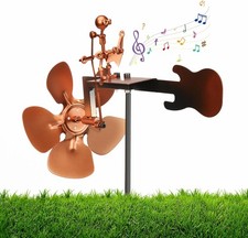 Guitar Windmill,Handmade Metal Drummer Windmill,Metal Rock Band Wind Mill for Ya