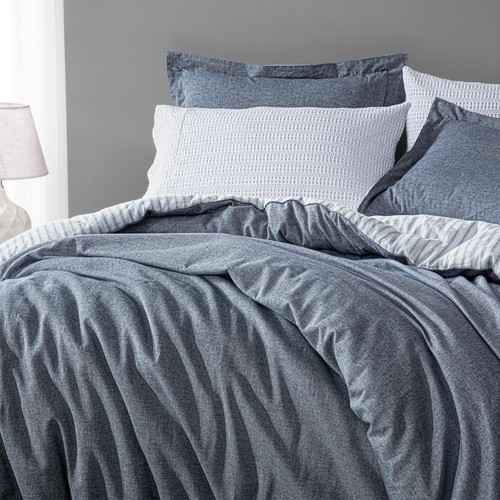 Chezmoi Collection Chambray Cotton Lightweight Comforter Set King Size 3-Piec... - Picture 3 of 9