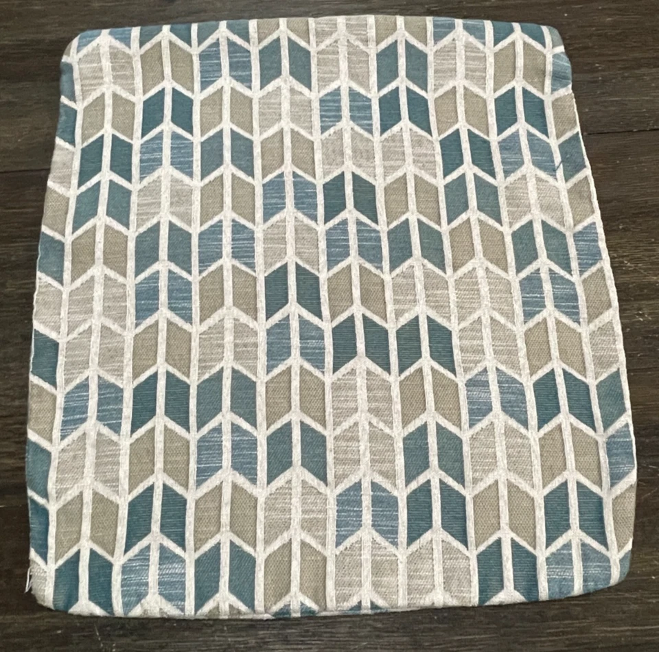 Funda Almohada Azul Beige Patrón 18x19 Cremallera Costera Moderna Geométrica Foto 4 de 4