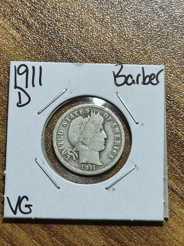 1911 D Barber Silver Dime VG Very Good U.S. 10c Type Coin (Raw14373) N