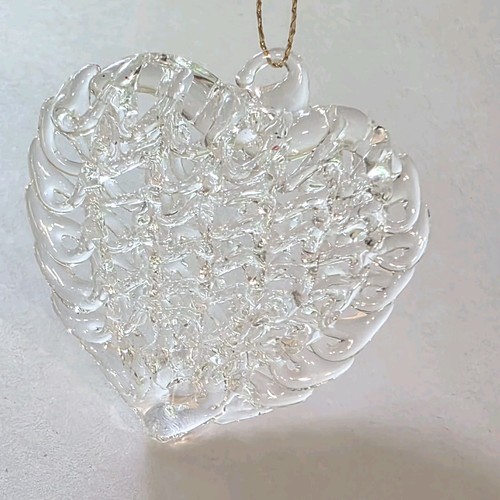 "Adorno de Navidad romántico de amor soplado a mano transparente corazón vidrio hilado vacaciones 2""" - Imagen 8 de 11