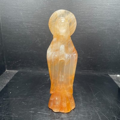 1LB 7.2'' Our Lady Blessed Virgin Mary Golden Healer Crystal Statue Gift