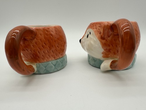 2 Tazze Invernali Testa di Volpe in Ceramica Gres Dipinte a Mano - Foto 4 di 11