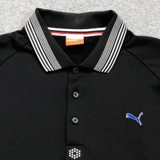 Puma Polo Shirt Men's Large Black Golf Performance Outdoor Logo Lightweight