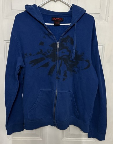 Y2K Tony Hawk Skater  Zip up Sweatshirt Hoodie 90s Urban Alternative XL Blue - Picture 1 of 4