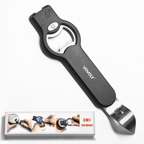 3-in-1 Magnetic Bottle and Can Opener for Refrigerator, Stainless Steel Manua...