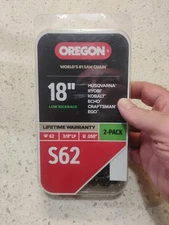 Oregon S62 18" Chainsaw Chain 2 Pack Low Kickback  62 Link 3/8” .050”