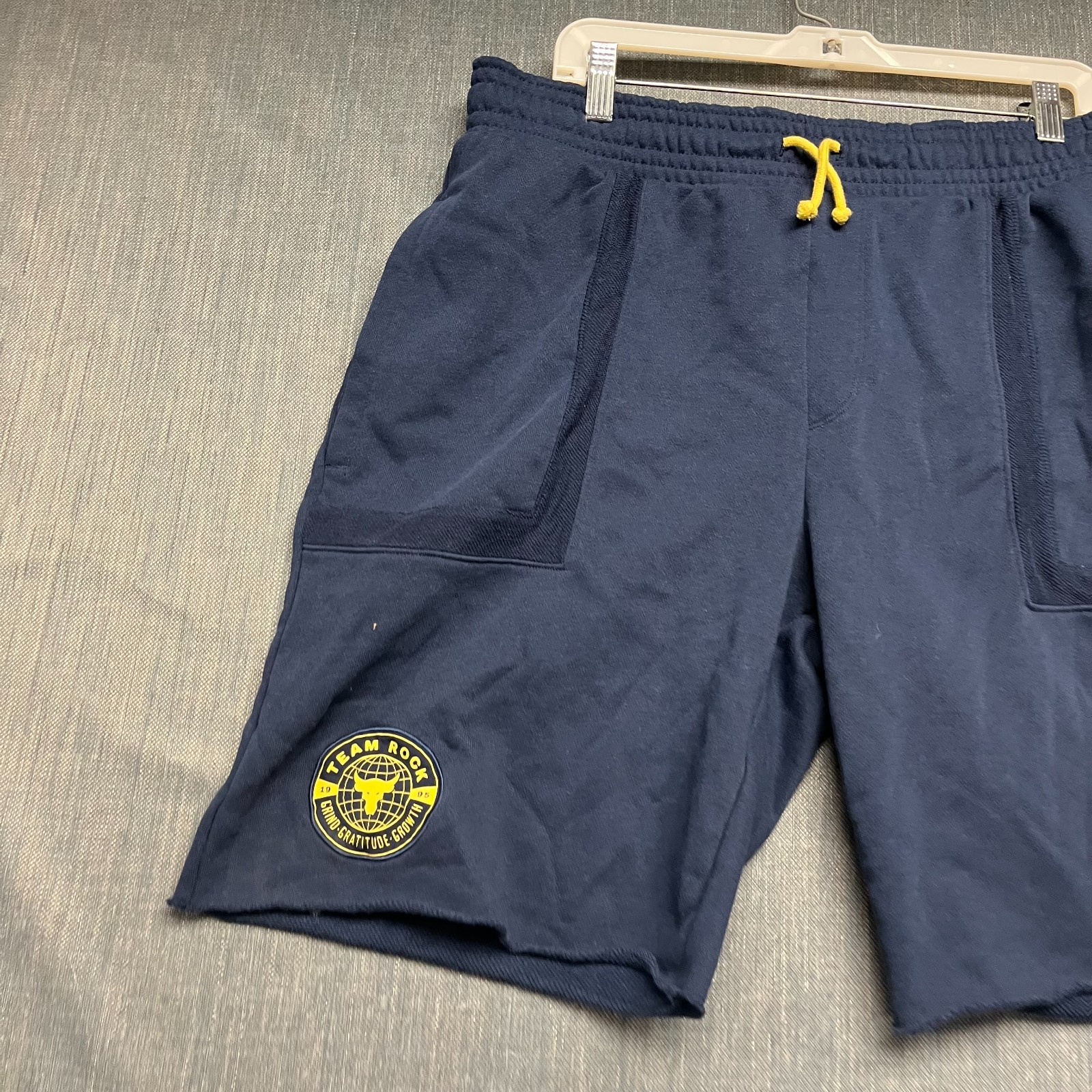 Under Armour Project Rock Men's Shorts Size XL Blue Terry Brahma Bull Athletic thumbnail 2