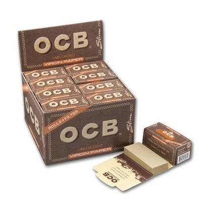 OCB Virgin Unbleached Rolls + Tips Display 16 Rollen Zigarettenpapier
