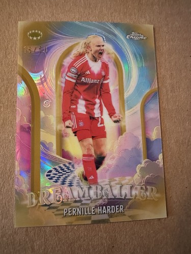 2025-26 Topps Chrome UEFA Womens UWCL Pernille Harder Dreamballer Gold /50