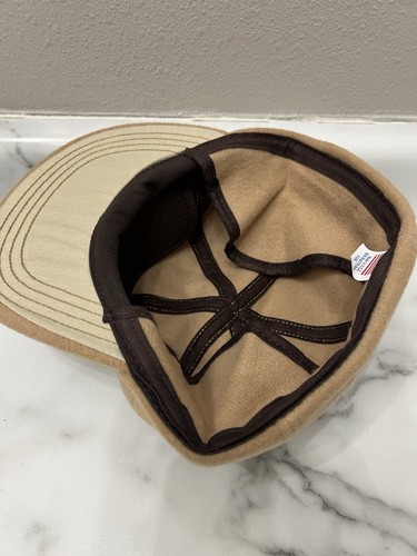 Vintage Tan 85% Wool Nylon Blend XL Baseball Hat Size M Made in USA READ SEE PIC - Picture 7 of 10