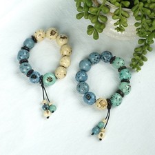 Acai Bracelet Set with Tassel by Tagua Bella cosette ocean sky blue ivory