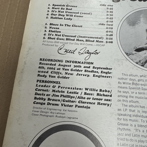Willie Bobo: Spanish Grease LP 1965 - Imagen 3 de 4