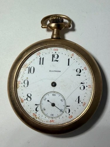 Antique illinois pocket watch 2405608 17 jewels Belmont case 2605874