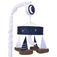 Lambs Ivy Little Skipper Sailboat Moon Musical Baby Crib Mobile Soother Toy