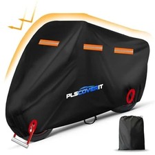 Motorcycle Cover, 600D Heavy Duty Waterproof Motorbike 116" x 41" x 50" Black