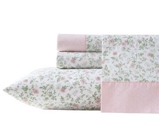 Laura Ashley Queen Pink/White Floral Cottage Sheet Set Bonnie Pink