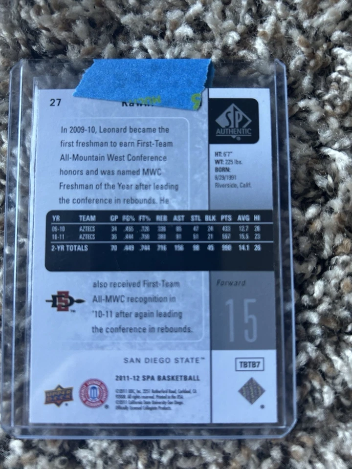 Auténtico SP 2011-12 - Kawhi Leonard #27 (RC) Foto 2 de 2