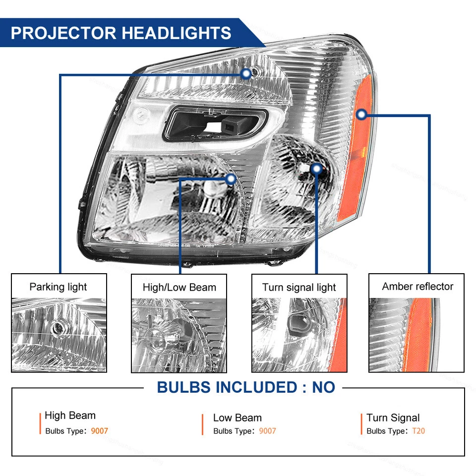 Faros laterales para conductor y pasajero Chevy Equinox 2005-2009 con reflector Foto 2 de 4
