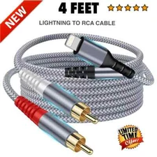 4FT iOS Adapter TO 2-Male Y Splitter RCA Cable Audio Aux Cord For iPhone iPad