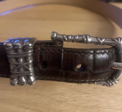 Brighton Brown Leather and Linen Belt with Silver  display picture 1
