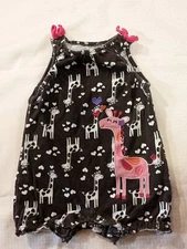 Jumping Beans Baby Girl Clothes Giraffe Hearts Brown Romper Size 3 Months