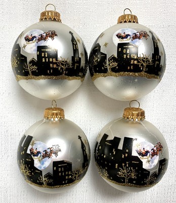 8 Krebs Santa S Sleigh City Sky 3 Glass Christmas Ornaments
