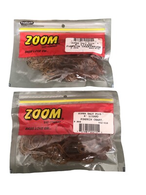 (2) Packs of  Zoom 6  Lizard Pumpkin Chartreuse 002-015 9 PKG 2 Packs/18 Fish