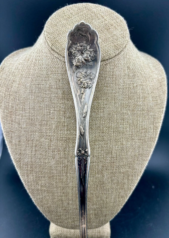 William Rogers Silver-plate Punch Soup Ladle Large 11” Ornate Carnations Foto 3 de 4