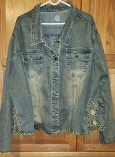 CJ-London distressed denim jacket Shoulder to Shoulder 21 in.