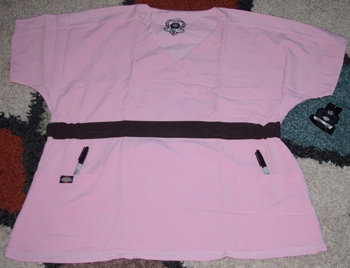 Dickies Black Label Soft Mock Wrap Scrub Top W/ Ribbon Tie & Pockets Size M - Picture 30 of 39