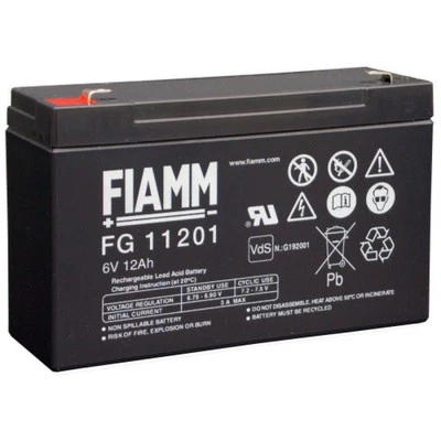BATTERIA FIAMM FG11201 6V 12A PIOMBO PEG PEREGO 12AH GIOCATTOLO 4.8mm 12ah AUTO