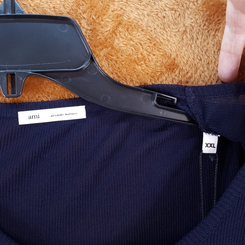 AMI Shirt Mens XXL Navy Pullover Crew Tank Top Mesh Sheer Stretch $305