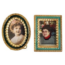 Miniature Free Standing Dollhouse Picture Frames Set of 2 Oval  Rectangle