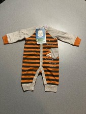 Gerber newborn navy blue, orange  gray sleeper with cute fox and tent on front