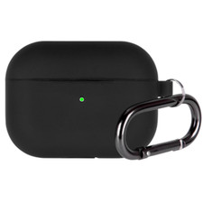 Soft Rubber Silicone Case Cover W/Clasp Clip BLACK For Apple AirPods Pro 1st Gen