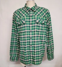 Stico Men's Size XL Cotton Green Plaid Long Sleeve Button Down Shirt
